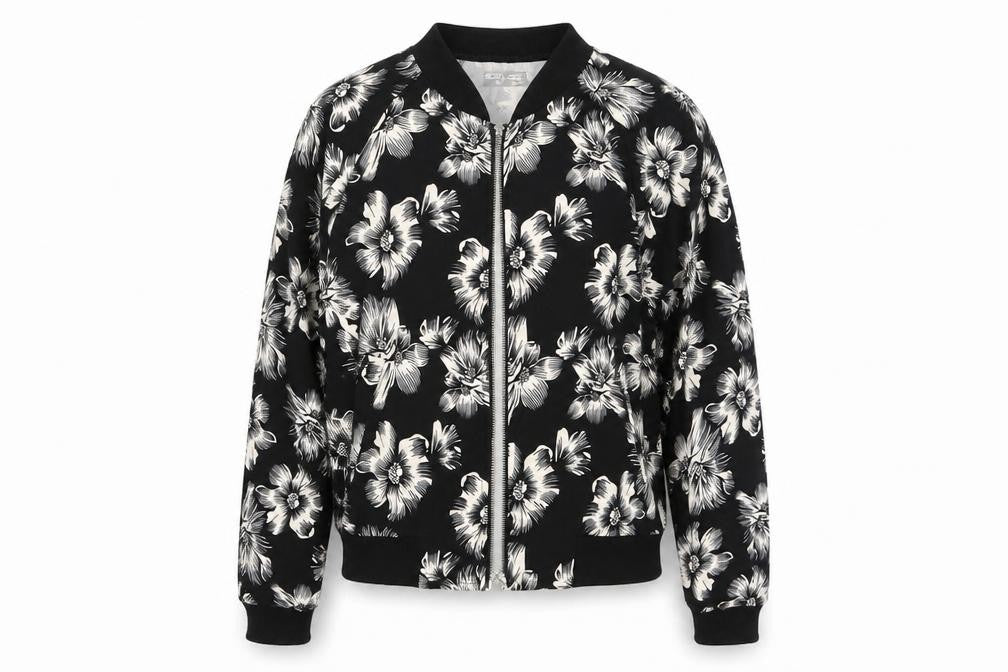 Select Womens Black Floral  Jacket Coat Size 6