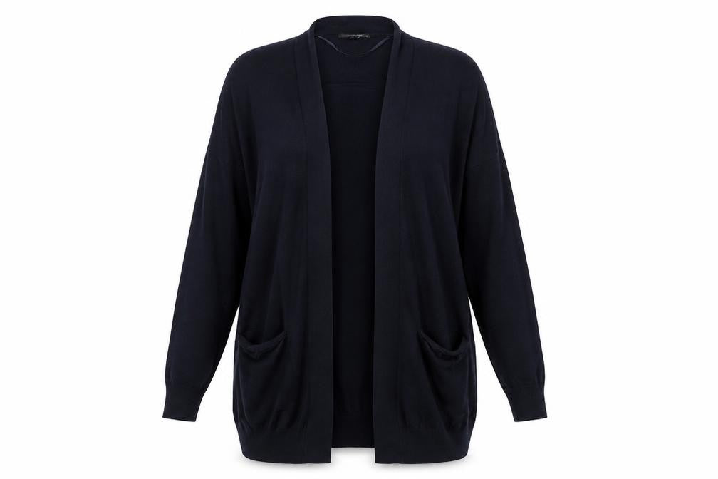 Front view of Atmosphere women’s blue cardigan jumper, size UK 8