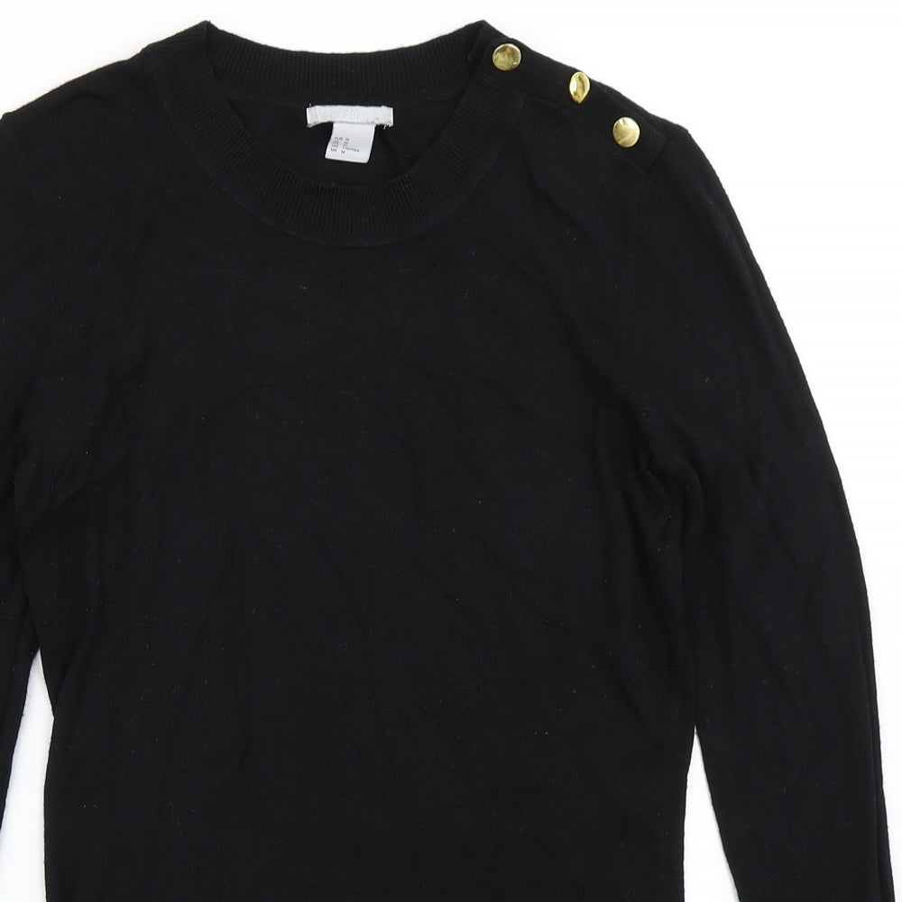 H&M Womens Black  Knit Pullover Jumper Size M