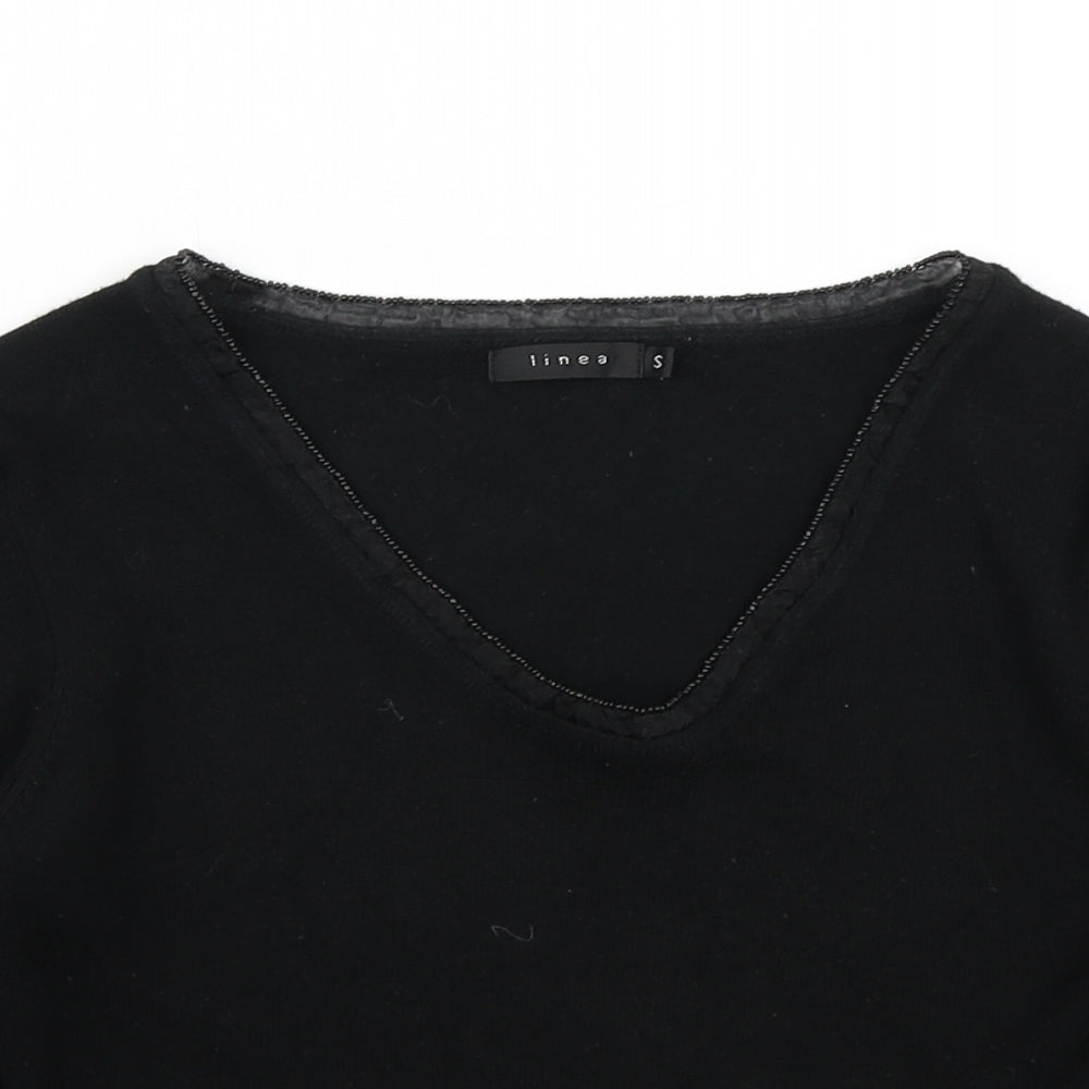 Linea Womens Black  Knit Pullover Jumper Size S