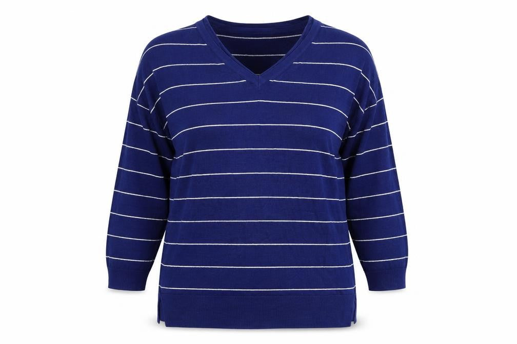George Womens Blue Striped Knit Pullover Jumper Size 16