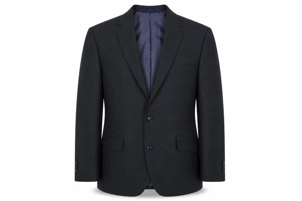 Front view of Taylor & Wright men’s blue jacket suit jacket, size L