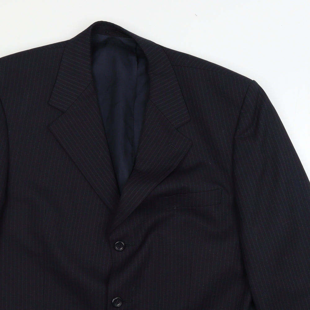Burton Mens Blue Striped  Jacket Suit Jacket Size L