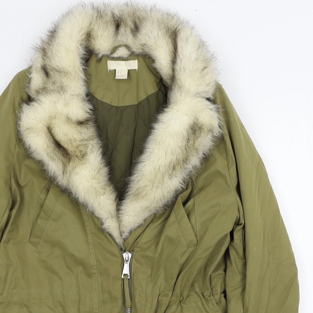 H&M Womens Green   Parka Coat Size 4