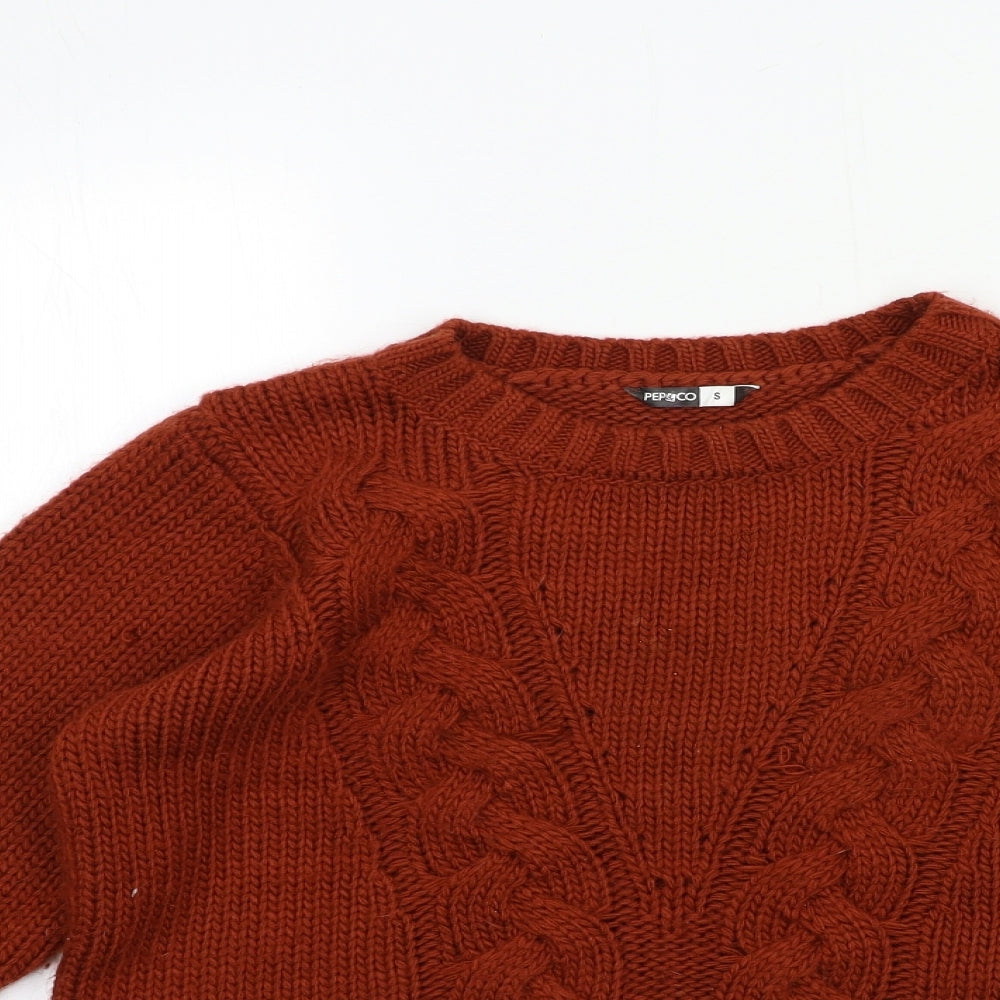 PEP&CO Womens Brown  Knit Pullover Jumper Size S