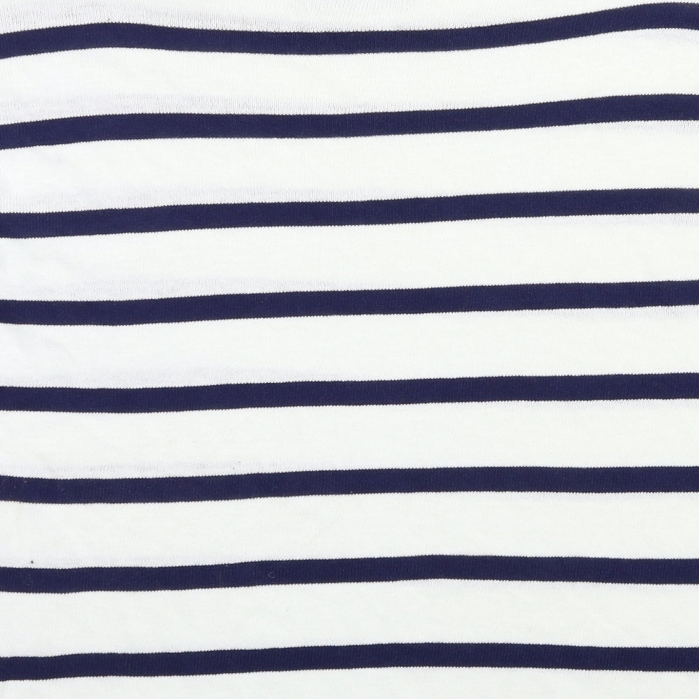 LV Clothing Womens White Striped Knit Pullover Jumper Size L