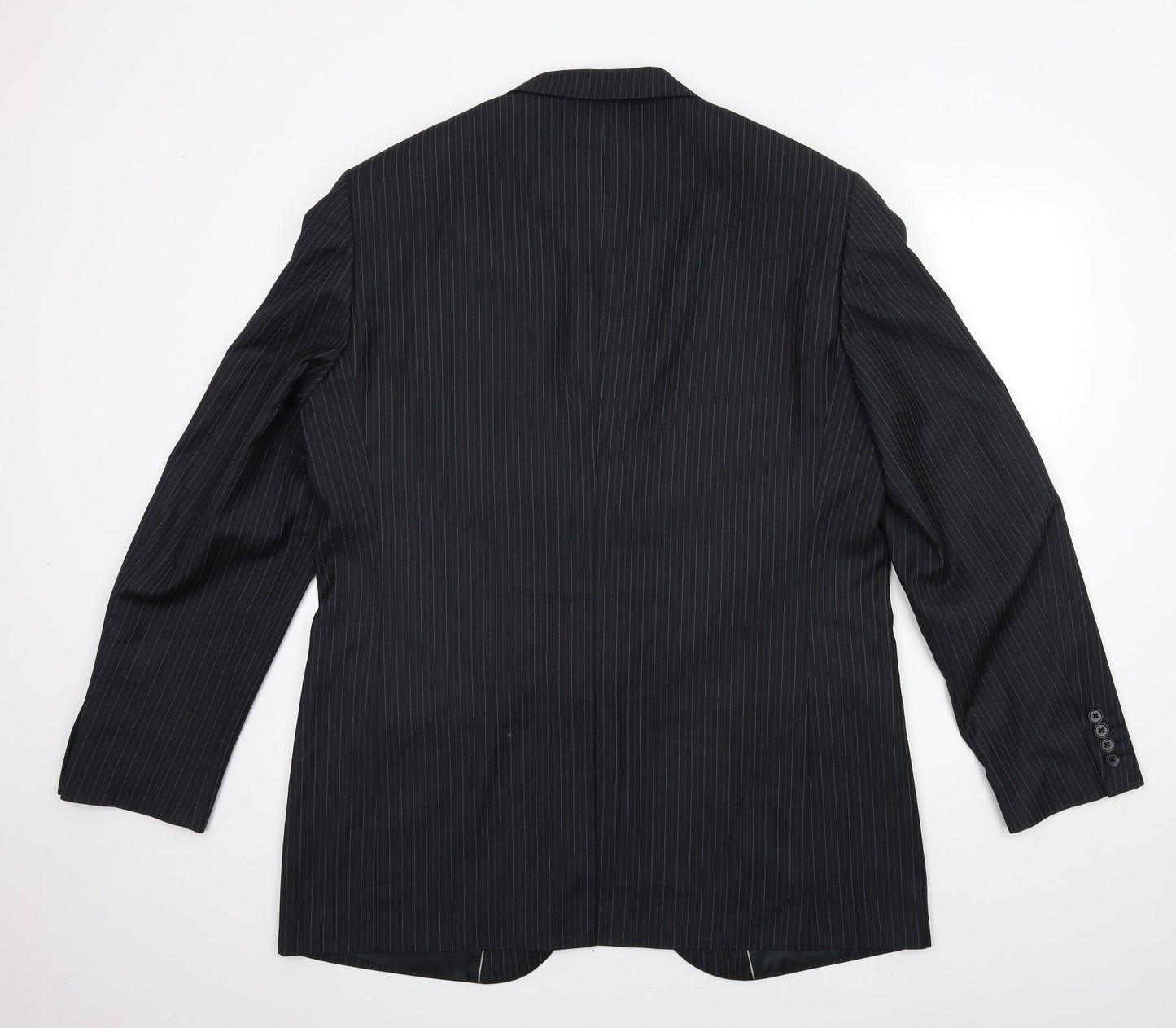 Preworn Mens Black Striped  Jacket Suit Jacket Size 44