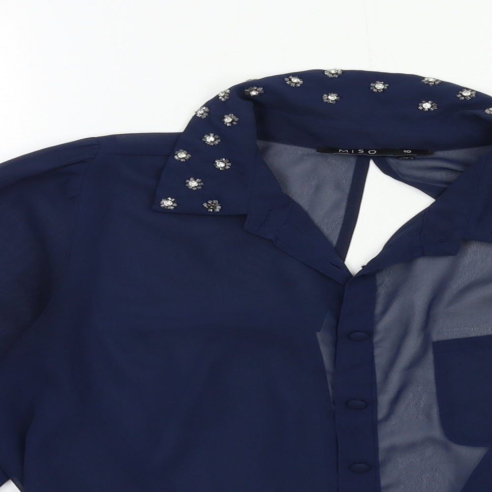 Miso Womens Blue   Basic Blouse Size 10  - OPEN BACK