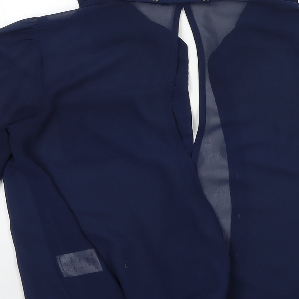 Miso Womens Blue   Basic Blouse Size 10  - OPEN BACK