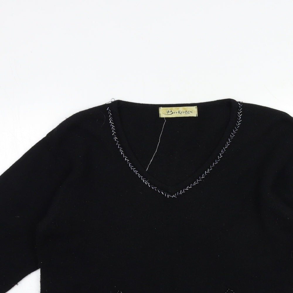 Berkertex Womens Black  Knit Pullover Jumper Size 10