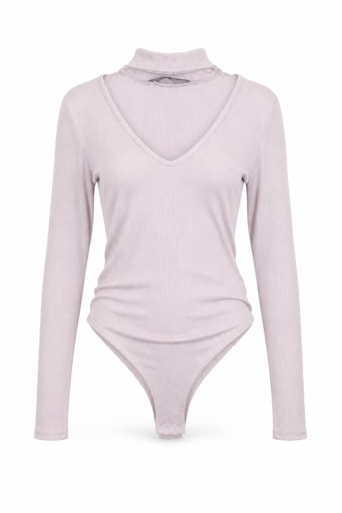 Front view of Missguided women’s pink bodysuit one-piece, size UK 6