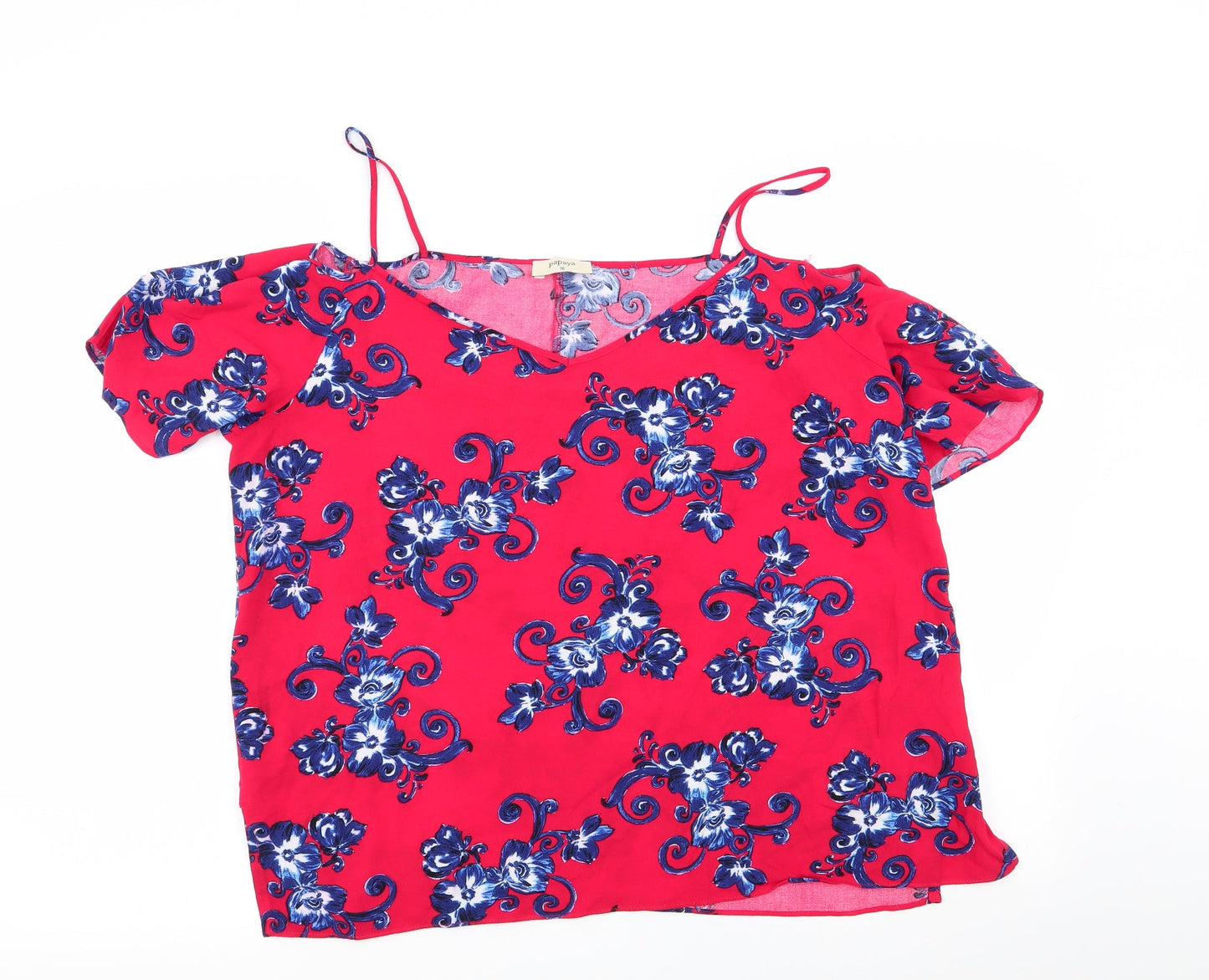 Papaya Womens Red Floral  Basic Blouse Size 16