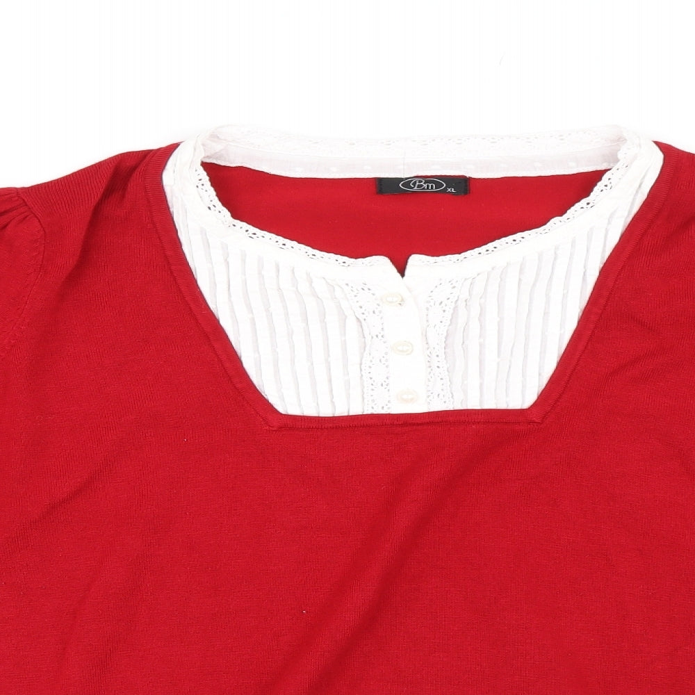 BM Womens Red  Knit Pullover Jumper Size XL