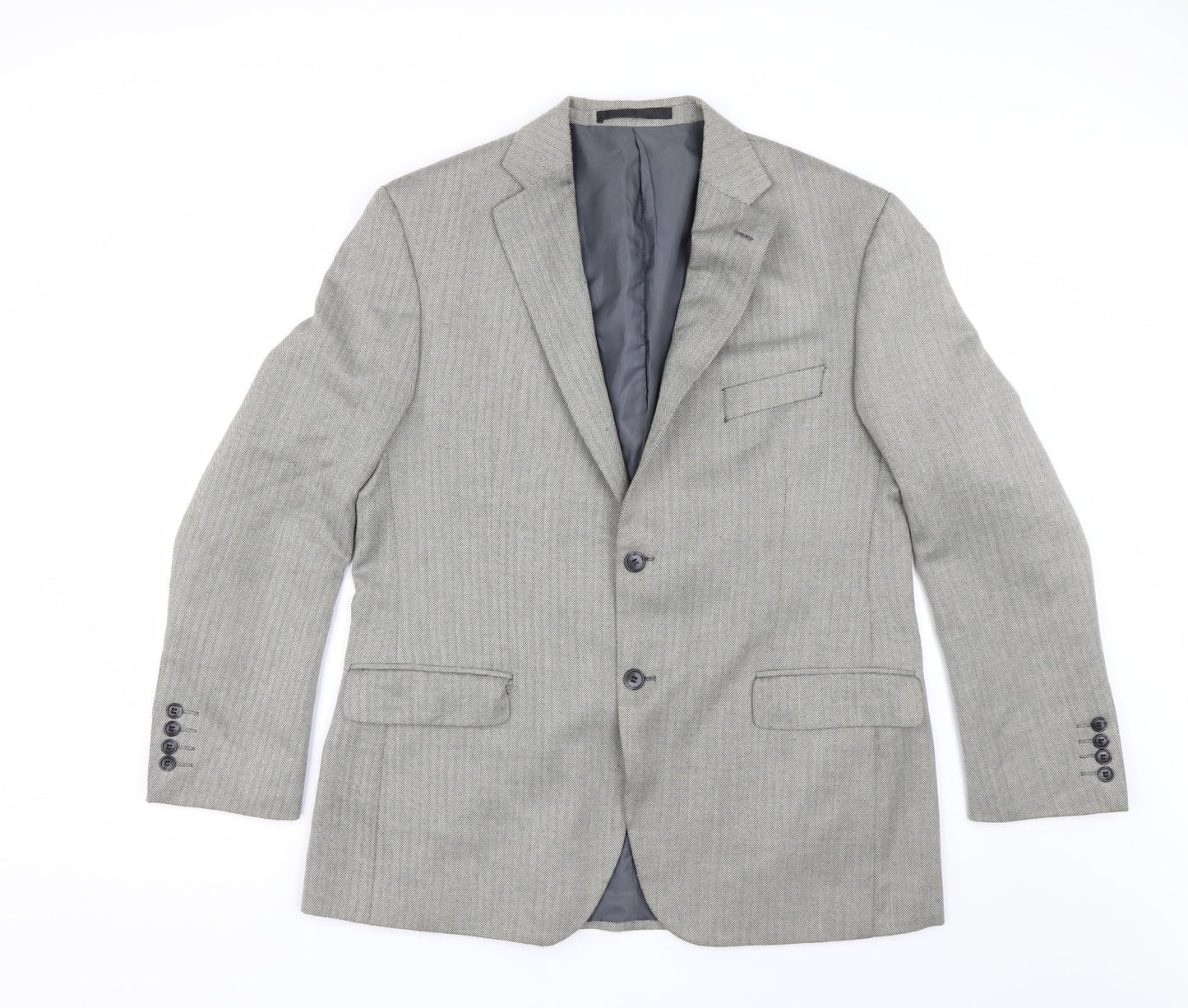 Impressions Mens Green Herringbone  Jacket Suit Jacket Size 42