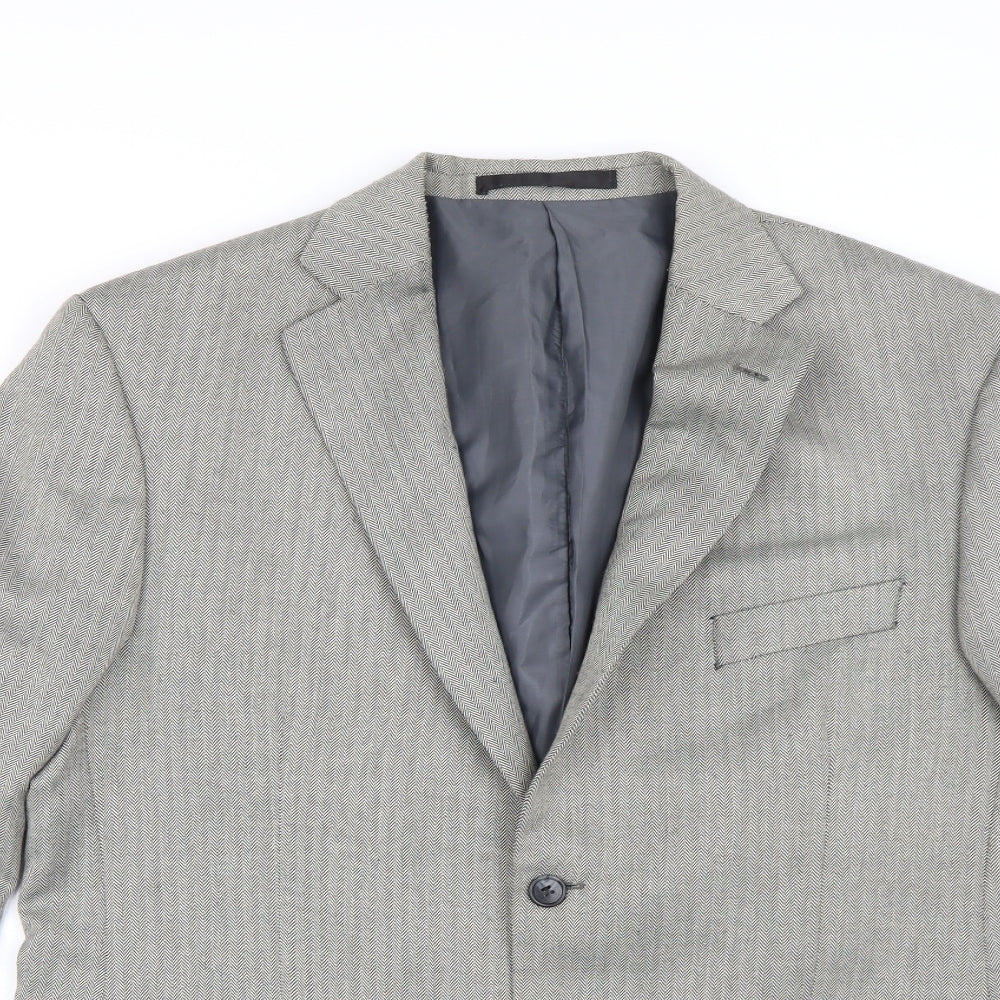 Impressions Mens Green Herringbone  Jacket Suit Jacket Size 42