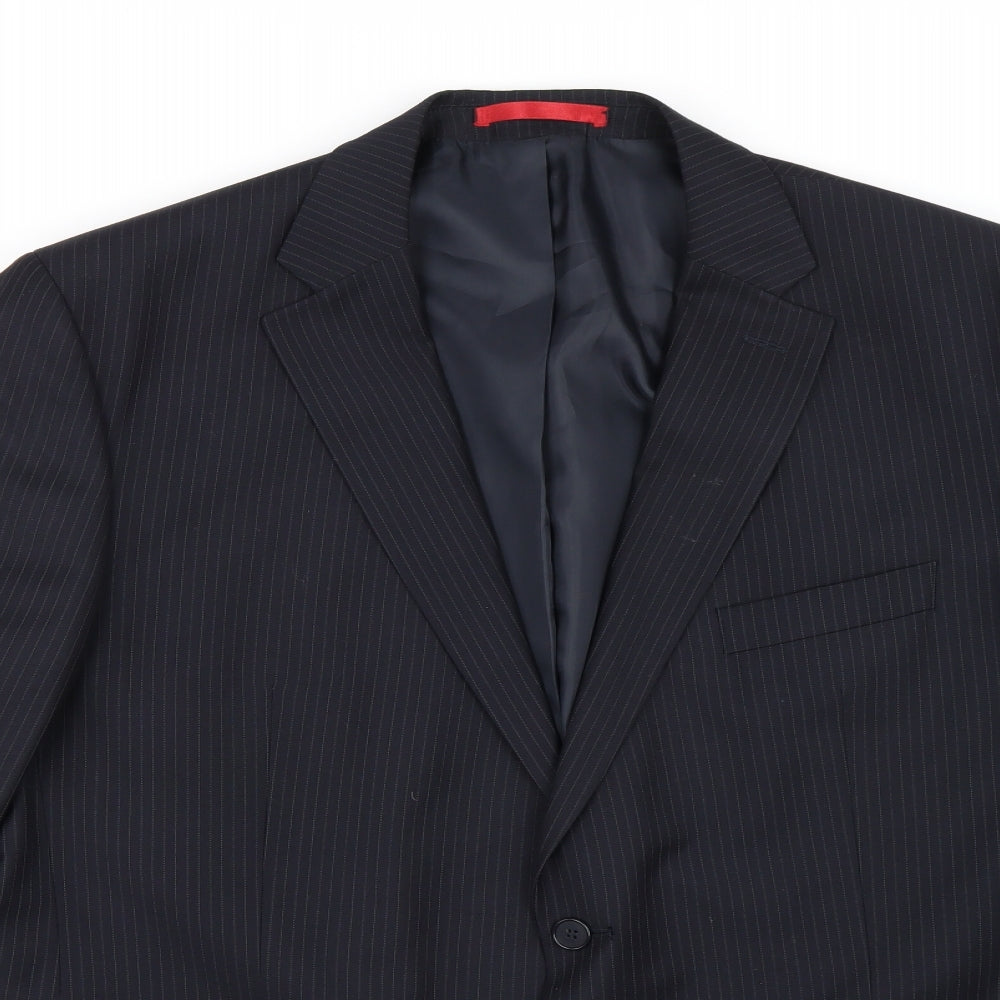 Burton Mens Black Striped  Jacket Suit Jacket Size 46