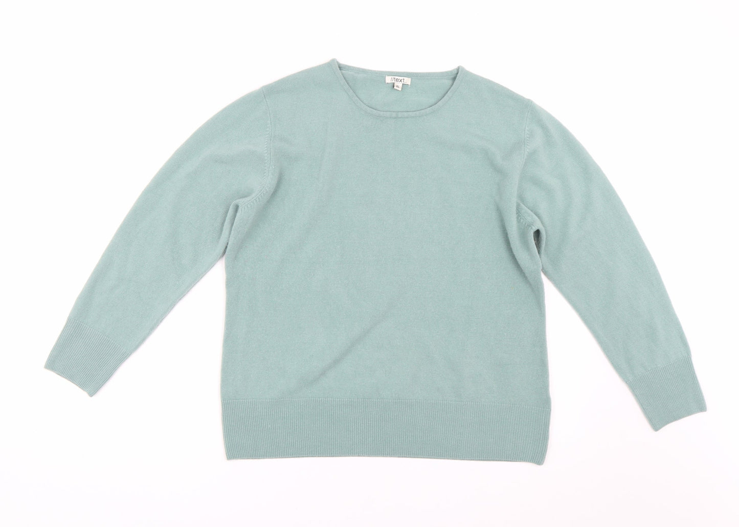 Text Womens Green  Knit Pullover Jumper Size XL