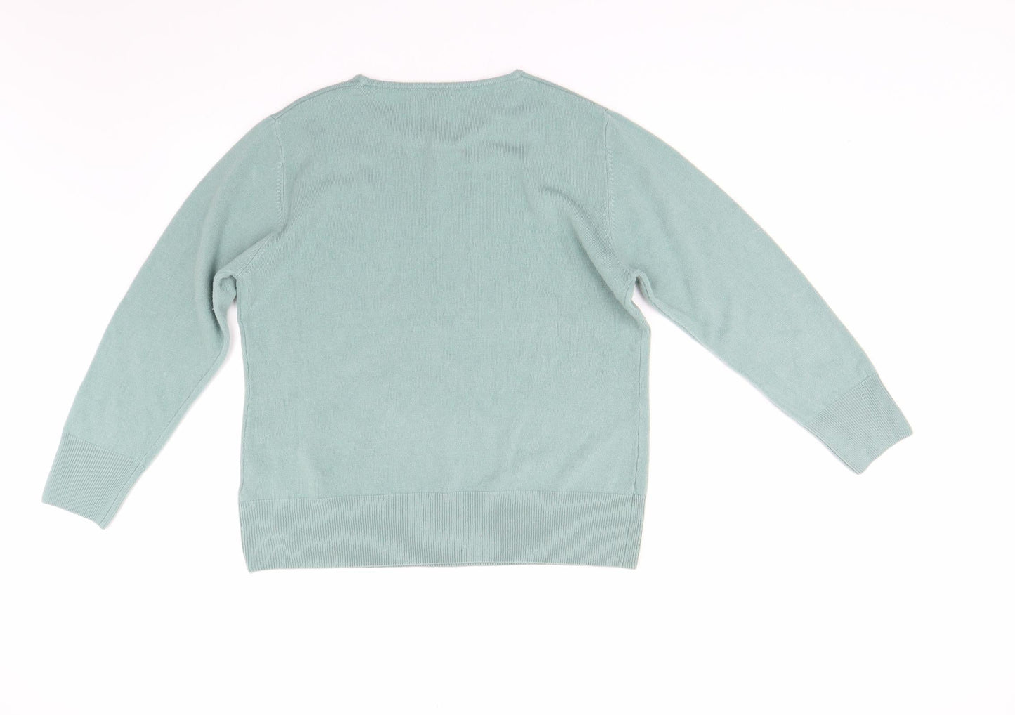 Text Womens Green  Knit Pullover Jumper Size XL