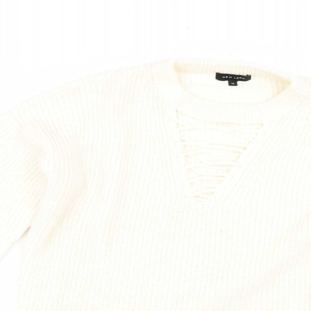 New Look Womens Ivory  Knit Pullover Jumper Size 14