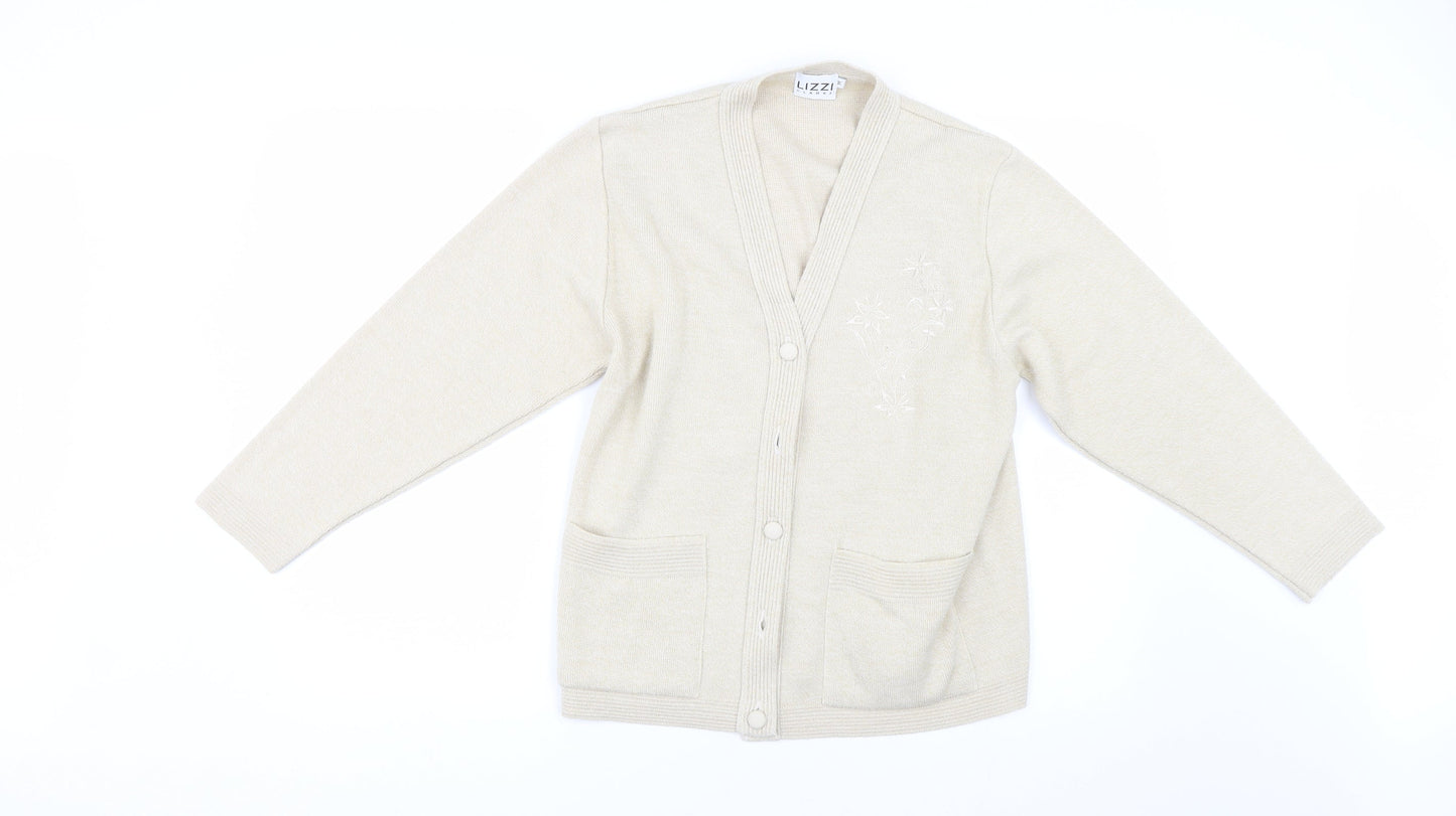 Lizzi Clarke Womens Beige  Knit Cardigan Jumper Size M