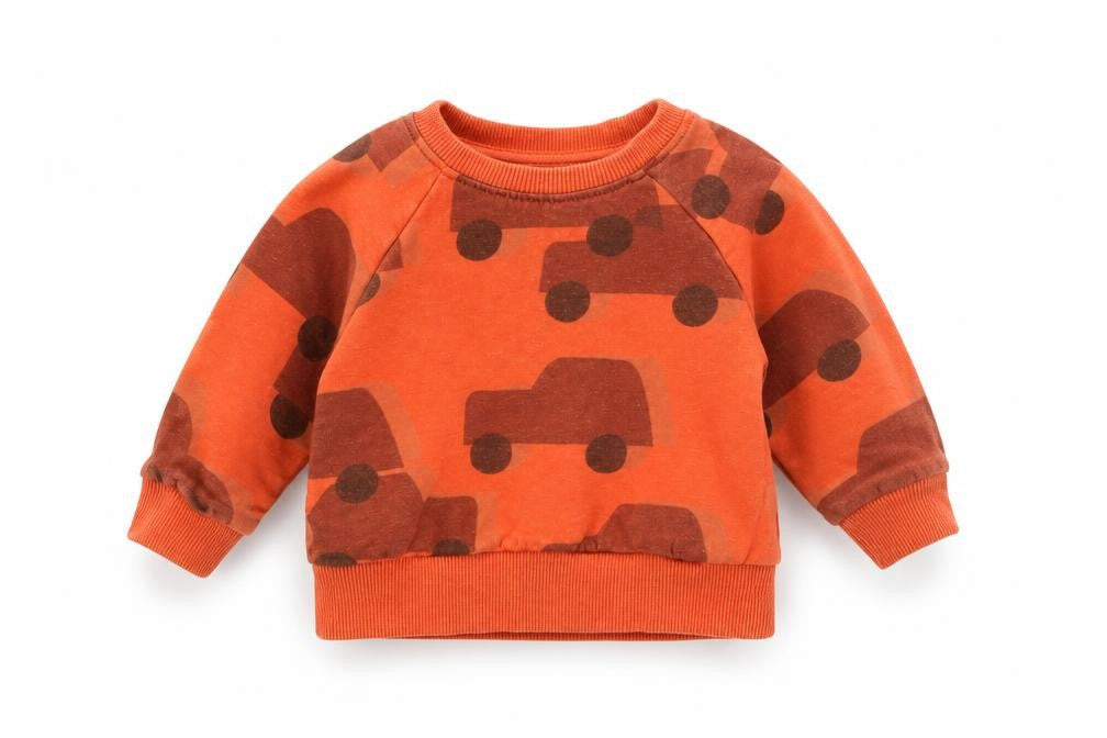Front view of Next boys’ orange geometric jumper, size 0-3, months