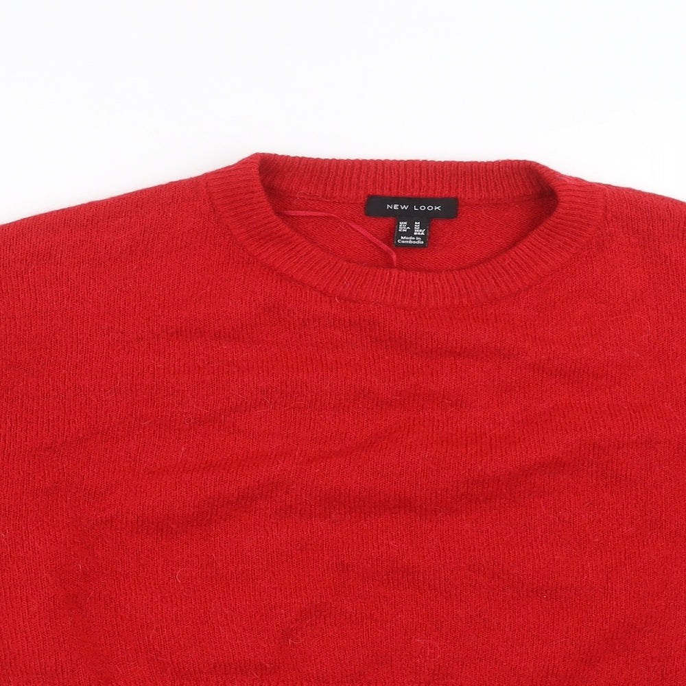 New Look Womens Red  Knit Pullover Jumper Size M