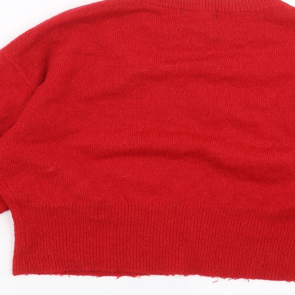 New Look Womens Red  Knit Pullover Jumper Size M