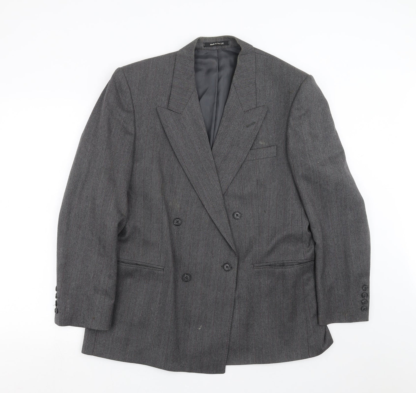 Preworn Mens Grey Herringbone  Jacket Suit Jacket Size 40