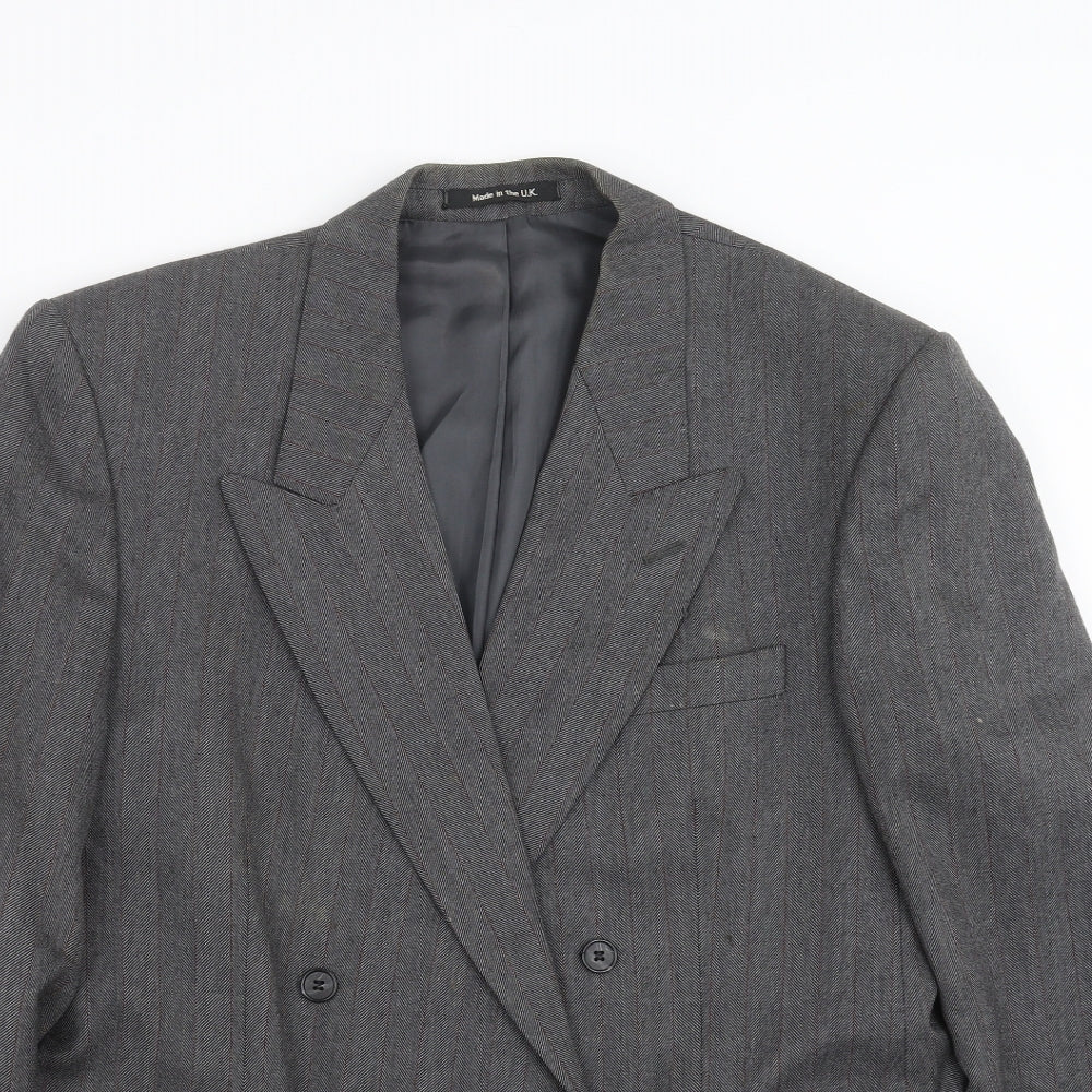 Preworn Mens Grey Herringbone  Jacket Suit Jacket Size 40
