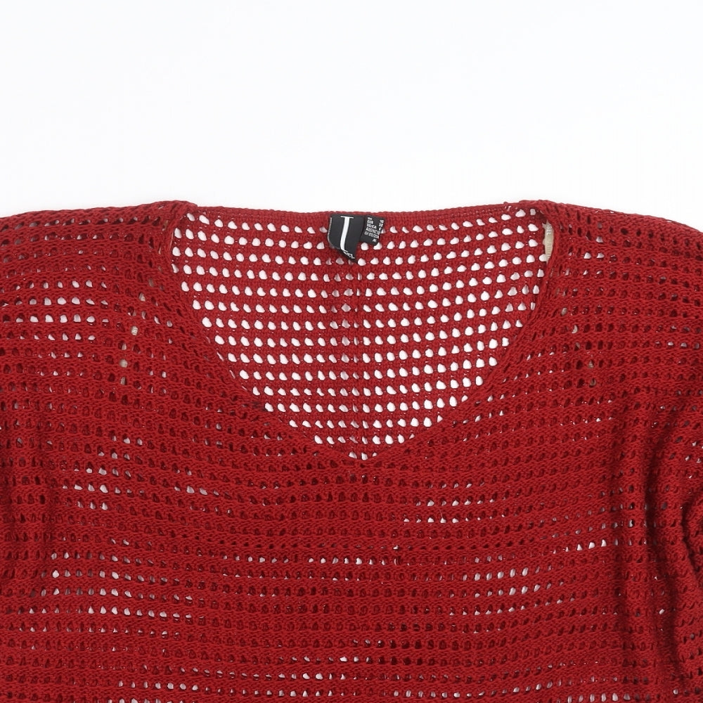 IZABEL Womens Red  Knit Pullover Jumper Size 10