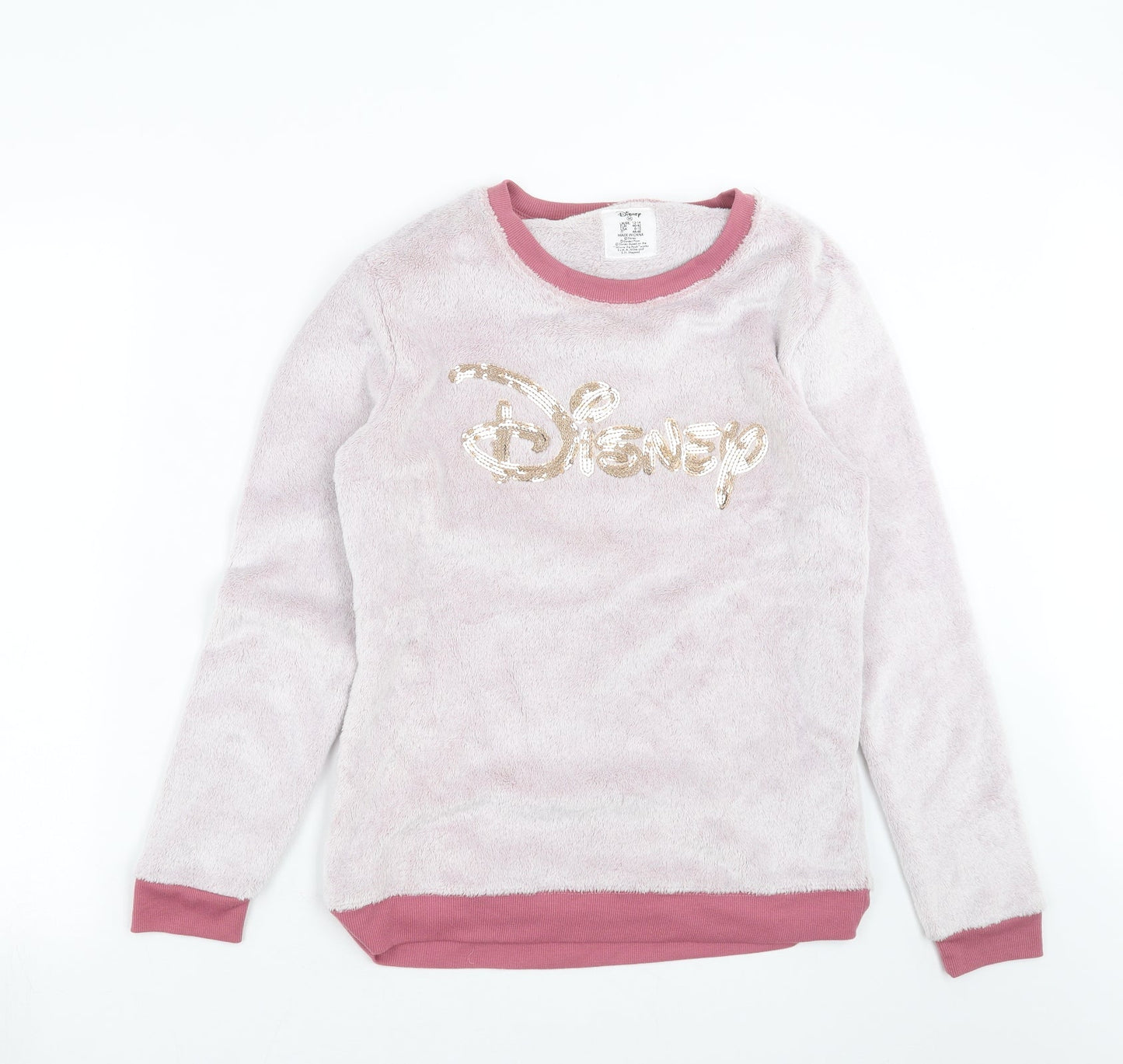 Primark Womens Pink Solid Fleece Top Pyjama Top Size M  - Disney