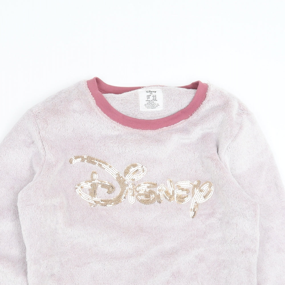 Primark Womens Pink Solid Fleece Top Pyjama Top Size M  - Disney