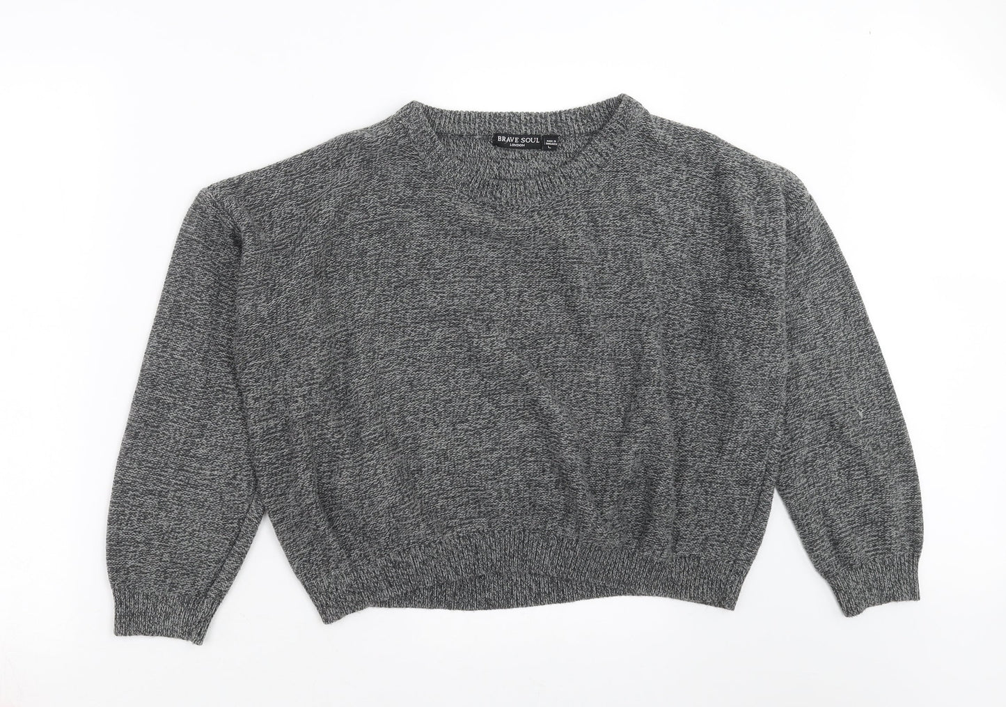 Brave Soul Womens Grey  Knit Pullover Jumper Size L
