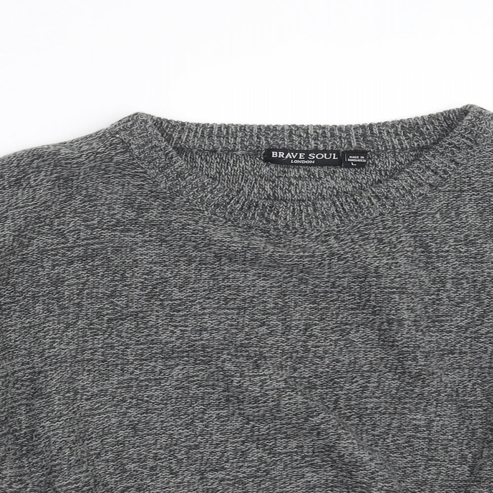 Brave Soul Womens Grey  Knit Pullover Jumper Size L
