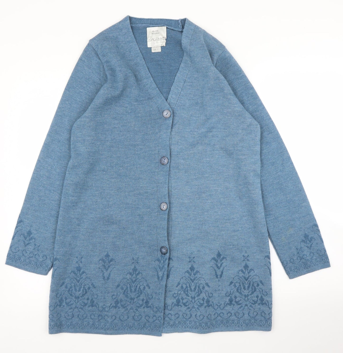 Preworn Womens Blue Floral  Cardigan Jumper Size 12