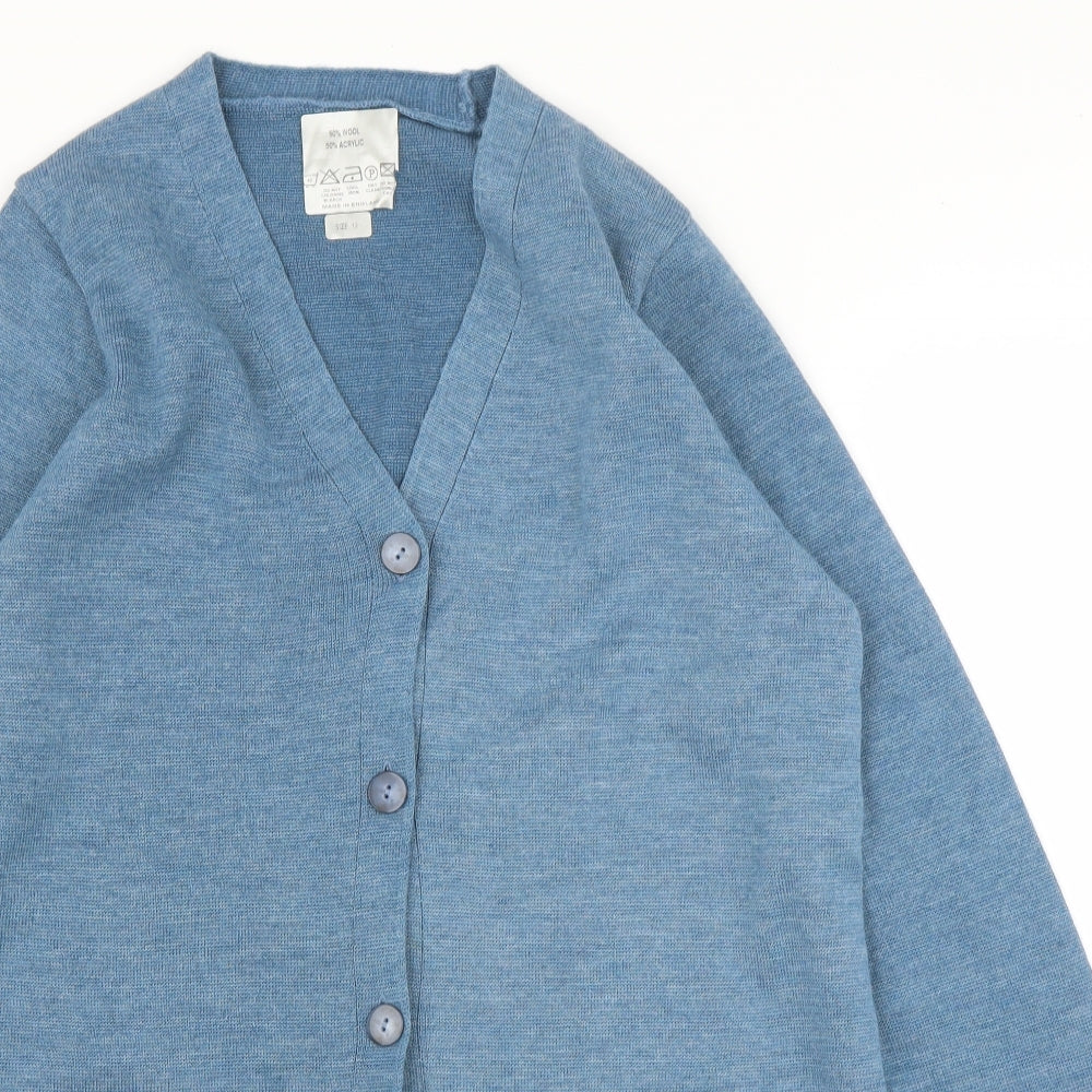 Preworn Womens Blue Floral  Cardigan Jumper Size 12