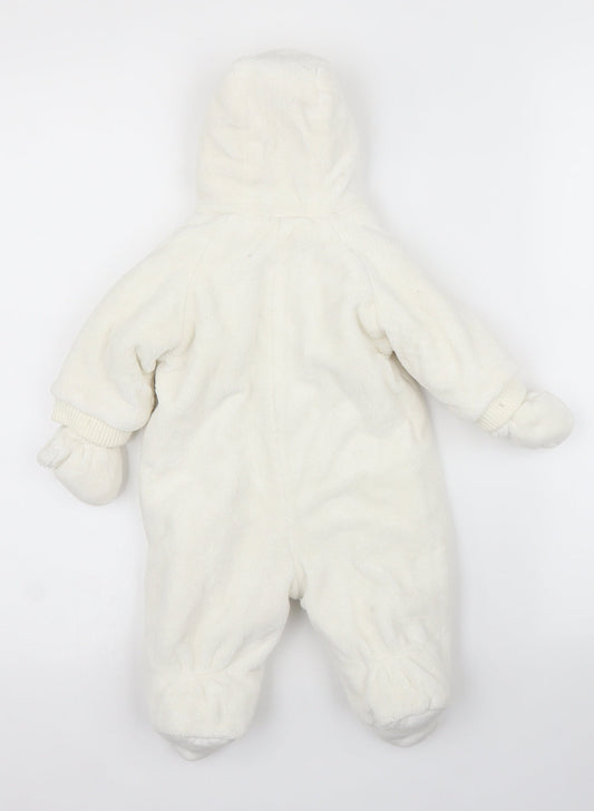 Mothercare Boys White   Overcoat Snowsuit