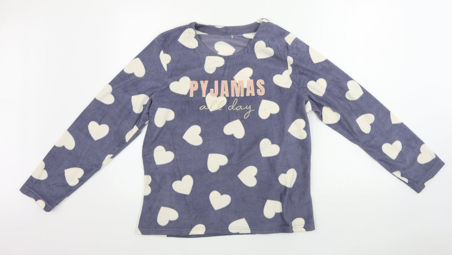 George  Womens Grey   Top Pyjama Top Size 14  - heart pattern