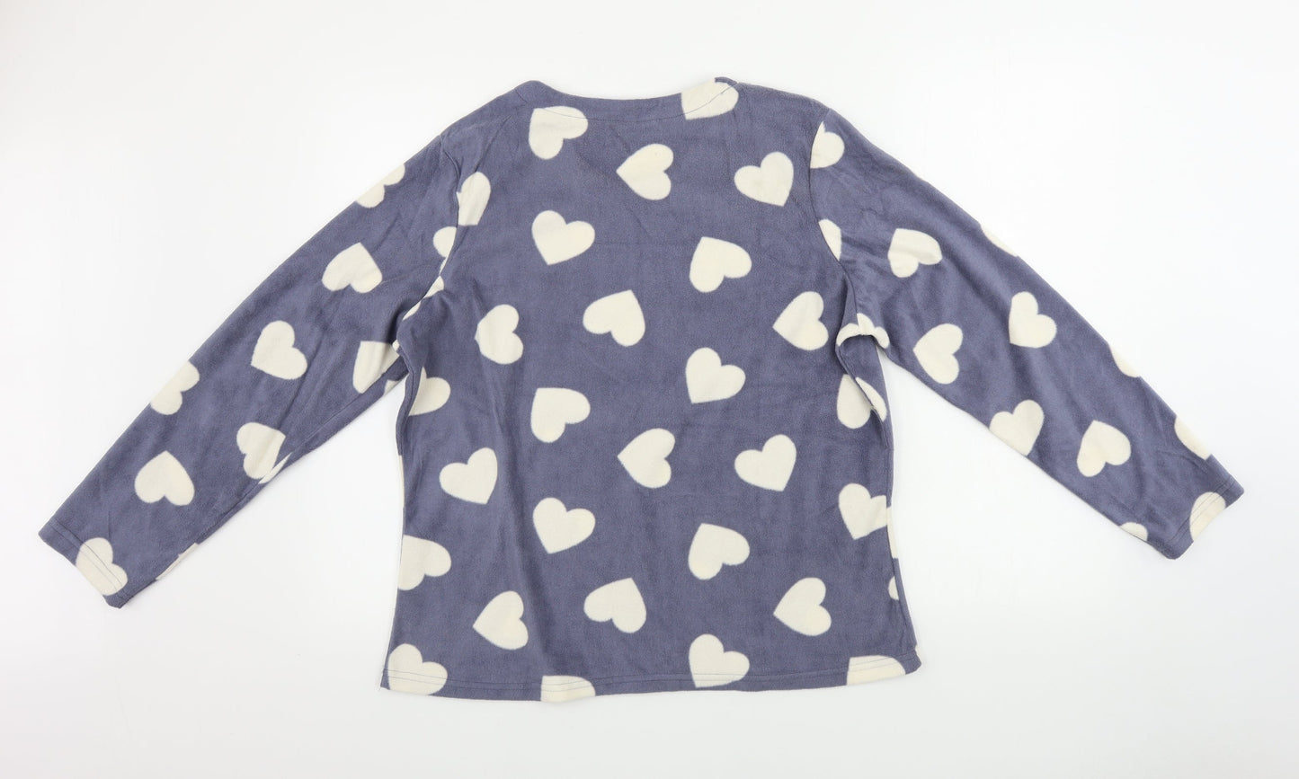 George  Womens Grey   Top Pyjama Top Size 14  - heart pattern