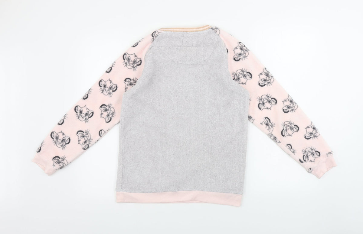 Back view of Disney women’s grey jumper, size XS, - lion king