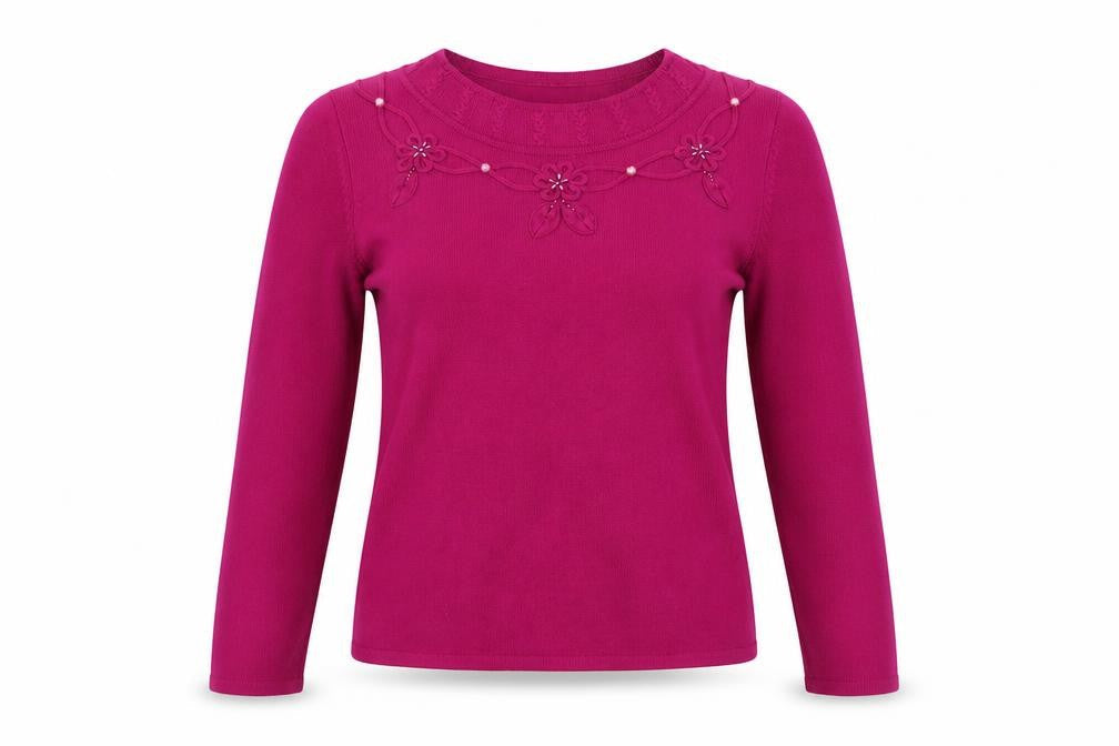 Fay Louise  Womens Purple Floral  Pullover Jumper Size M