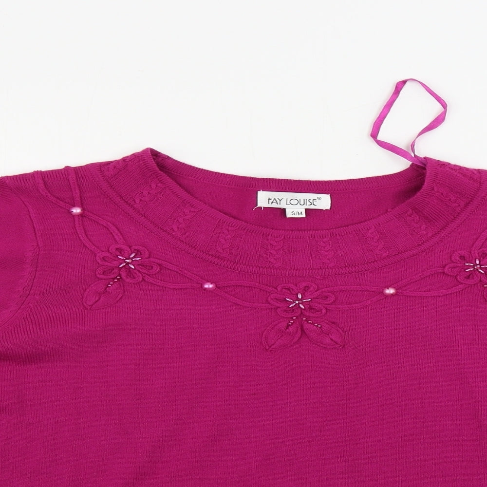 Fay Louise  Womens Purple Floral  Pullover Jumper Size M