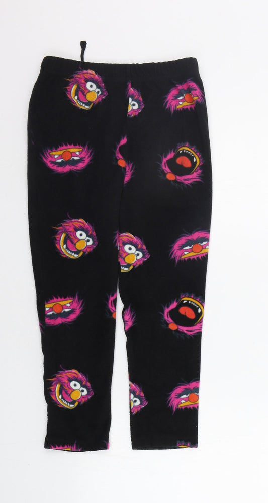 Preworn Girls Black Geometric  Top Pyjama Pants Size 6-7 Years