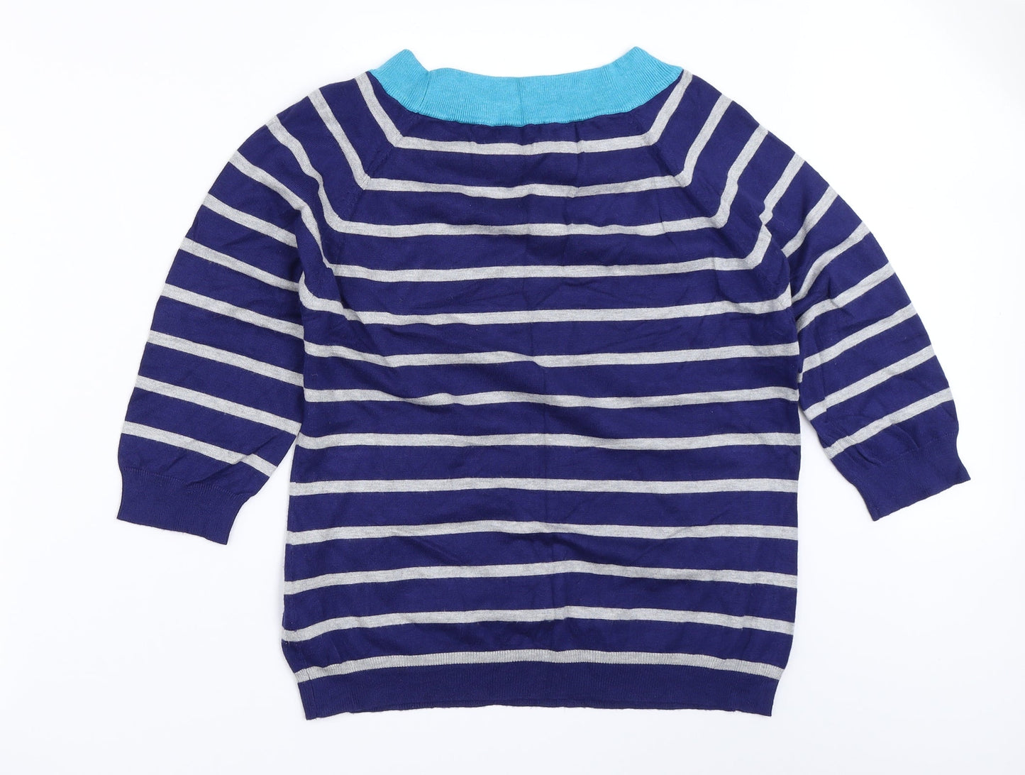 M&Co Womens Blue Striped  Pullover Jumper Size 16