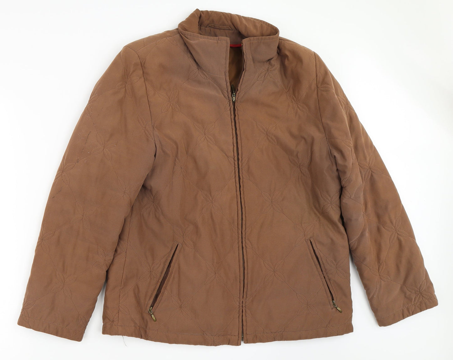 Preworn Womens Brown   Quilted Coat Size 14
