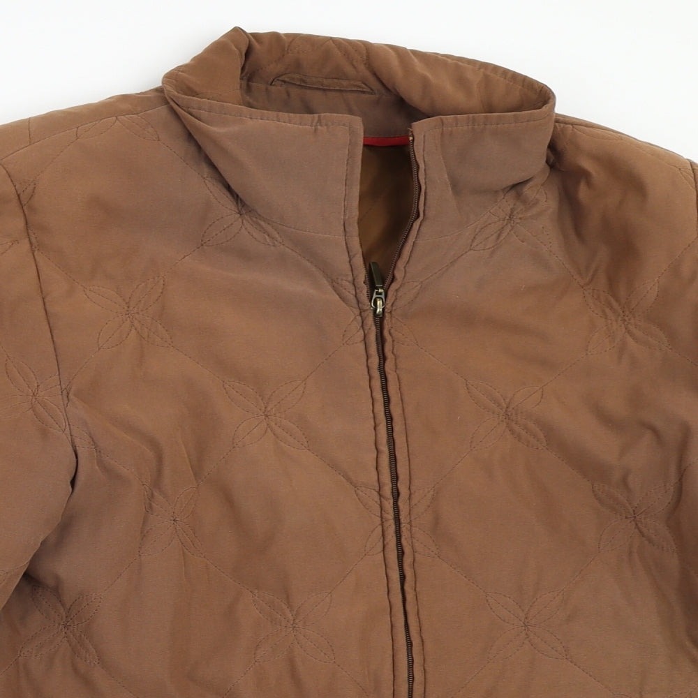 Preworn Womens Brown   Quilted Coat Size 14
