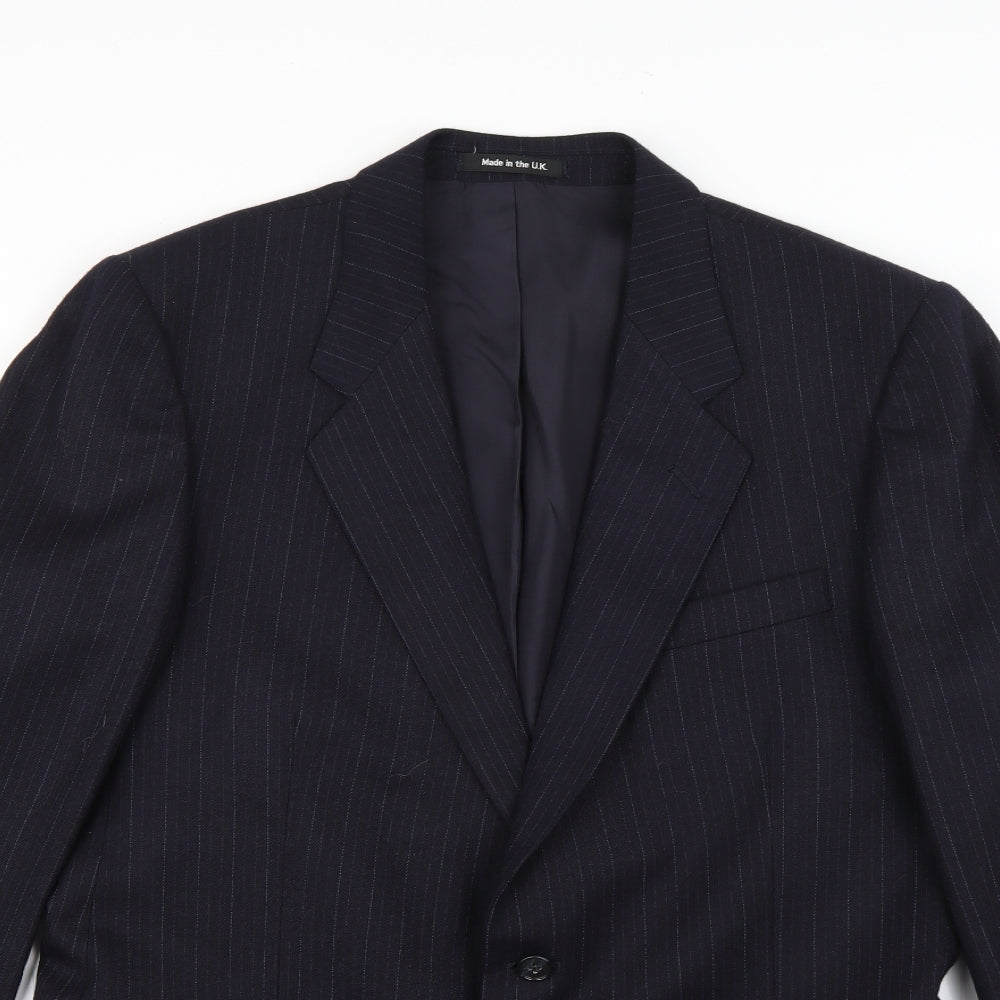 Preworn Mens Blue Striped  Jacket Suit Jacket Size 34