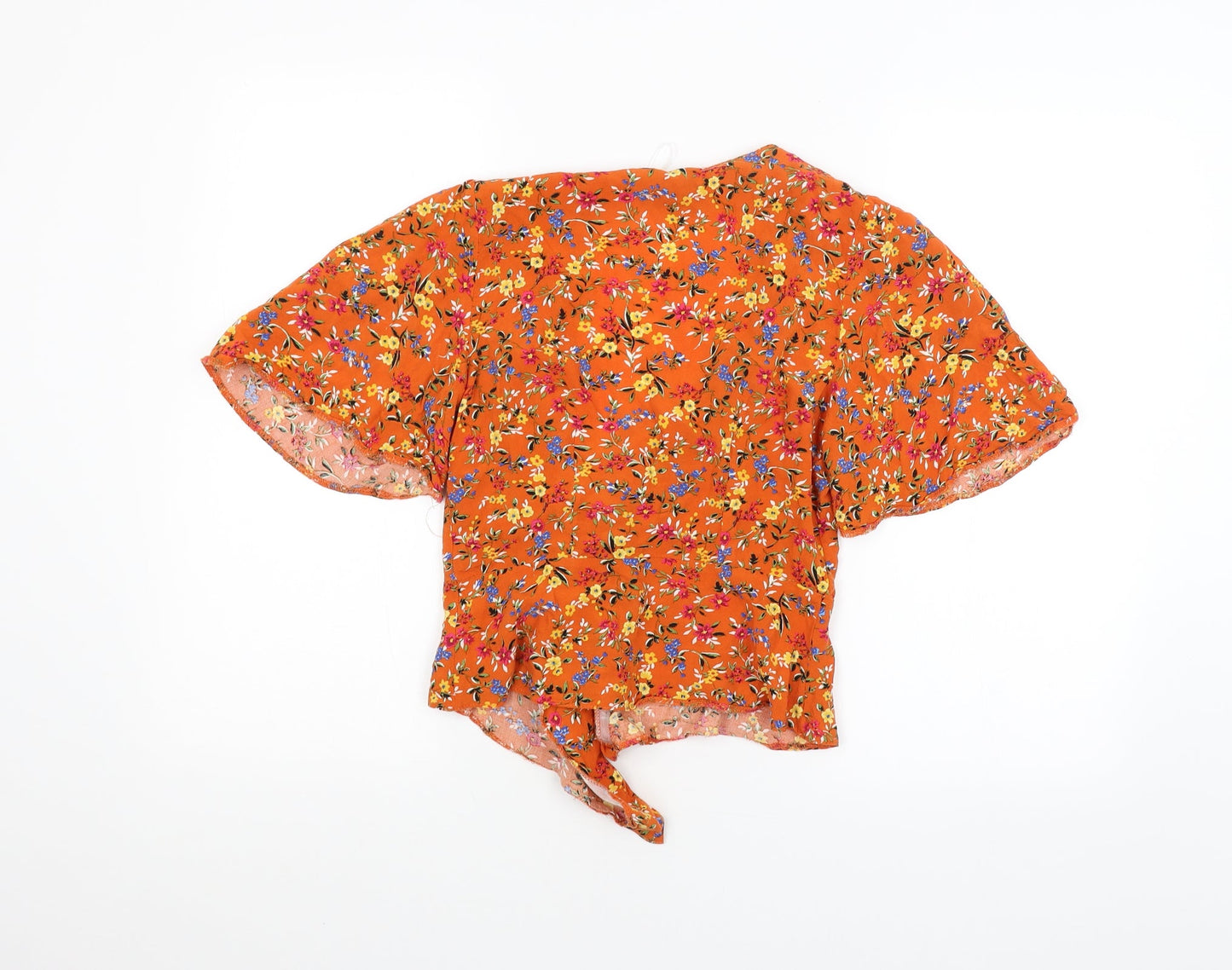 Primark Womens Orange Floral  Cardigan Jumper Size 6