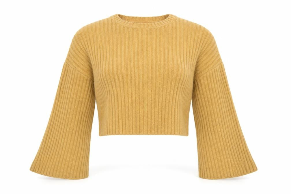 Front view of Missguided women’s yellow jumper, size UK 6