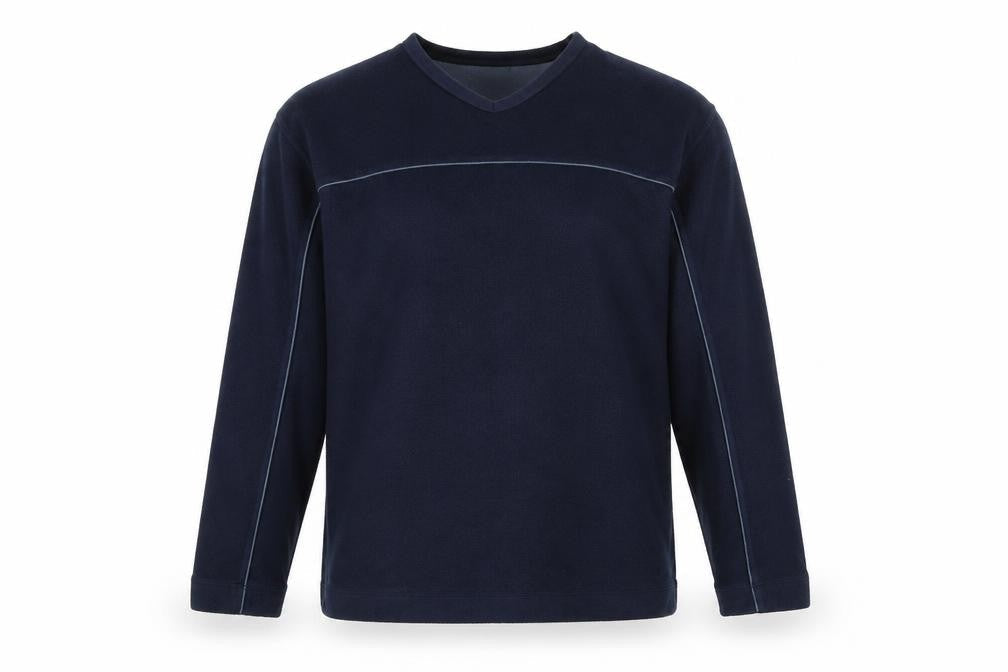 Front view of Casual Club men’s blue jumper, size L